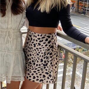 Aqua Cheetah Satin Skirt